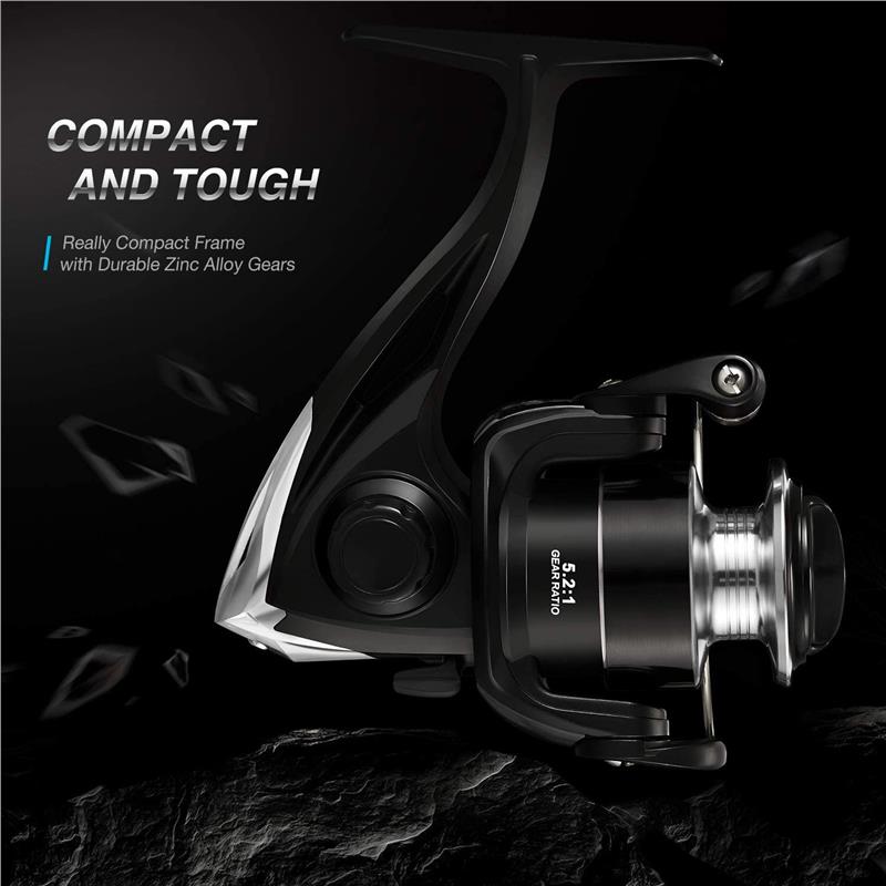 5.2:1 Spinning Fishing Reel - 5+1 Sealed Ball Bearings- Ultra Smooth Powerful Light Weight Ice Reels