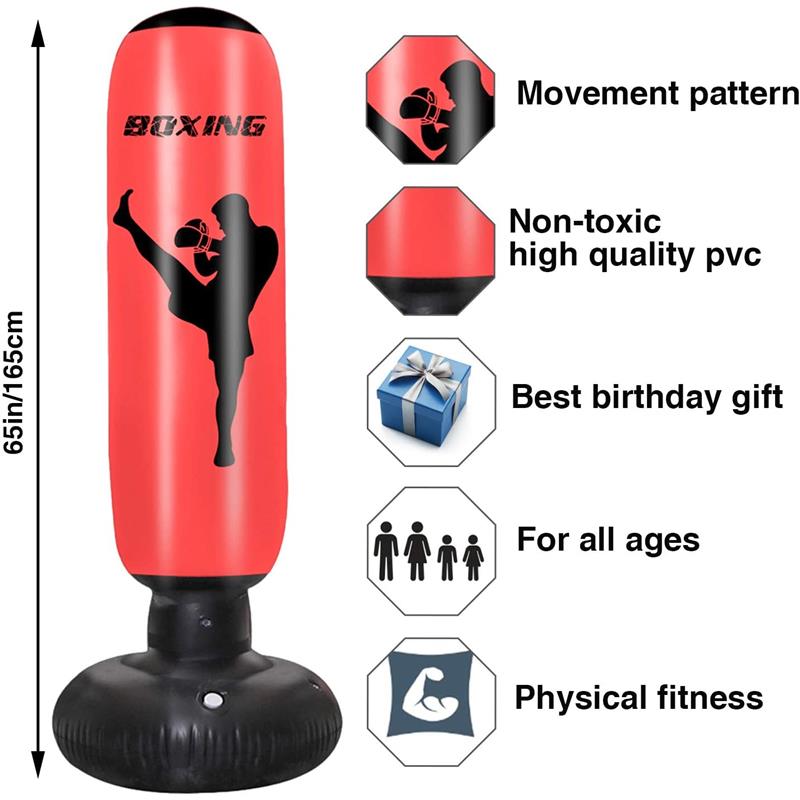 67" Inflatable Punching Bag- Standing Boxing Bag